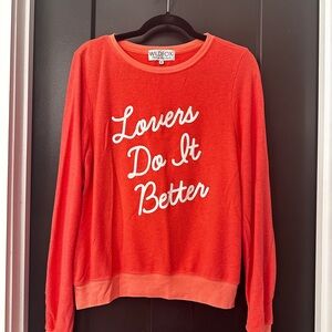 Wildfox Bright Red Crew Neck Sweater: Lovers